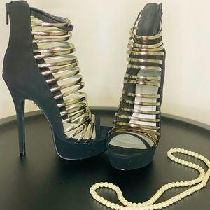 Shiek Black and chrome high heels